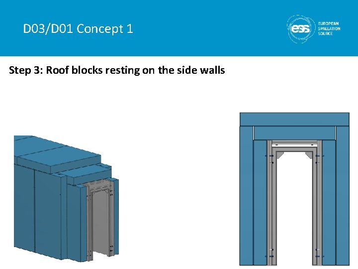 D 03/D 01 Concept 1 Step 3: Roof blocks resting on the side walls
