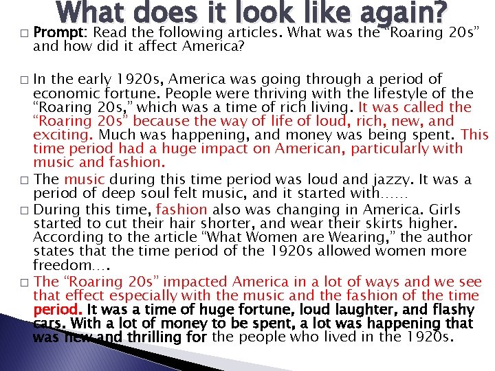 � What does it look like again? Prompt: Read the following articles. What was