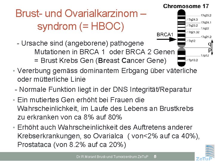 Brust- und Ovarialkarzinom – syndrom (= HBOC) - Ursache sind (angeborene) pathogene Mutationen in