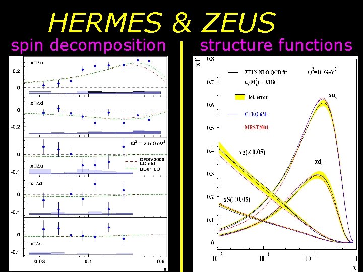 HERMES & ZEUS spin decomposition 15 structure functions HERMES & ZEUS spin decomposition 15 structure functions