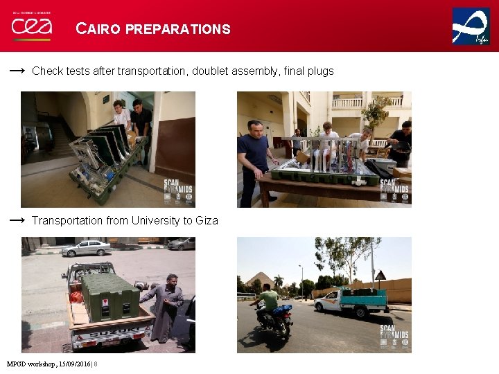 CAIRO PREPARATIONS → Check tests after transportation, doublet assembly, final plugs → Transportation from