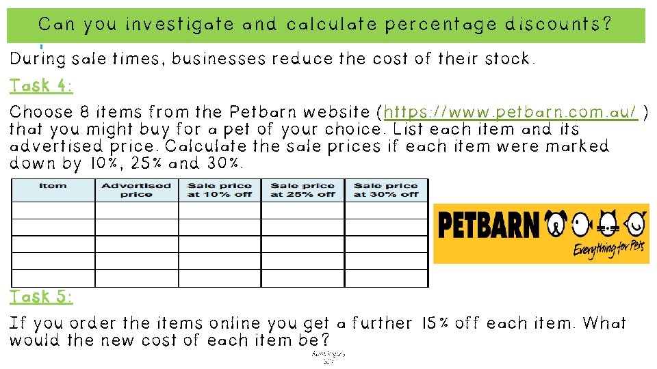 Can you investigate and calculate percentage discounts? During sale times, businesses reduce the cost Can you investigate and calculate percentage discounts? During sale times, businesses reduce the cost