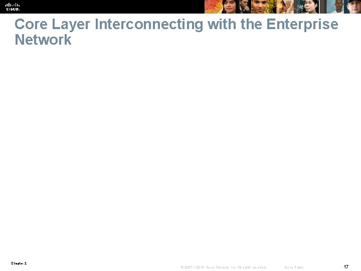 Core Layer Interconnecting with the Enterprise Network Chapter 2 © 2007 – 2016, Cisco