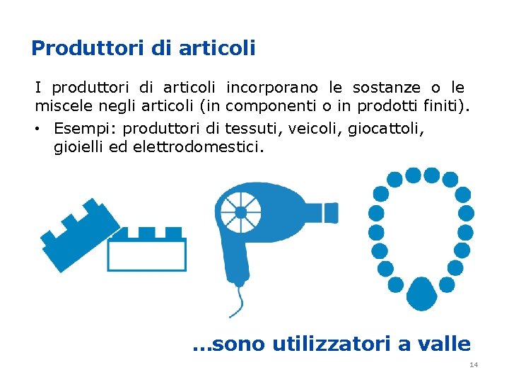 Produttori di articoli I produttori di articoli incorporano le sostanze o le miscele negli