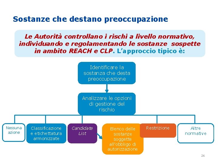 Sostanze che destano preoccupazione Le Autorità controllano i rischi a livello normativo, individuando e