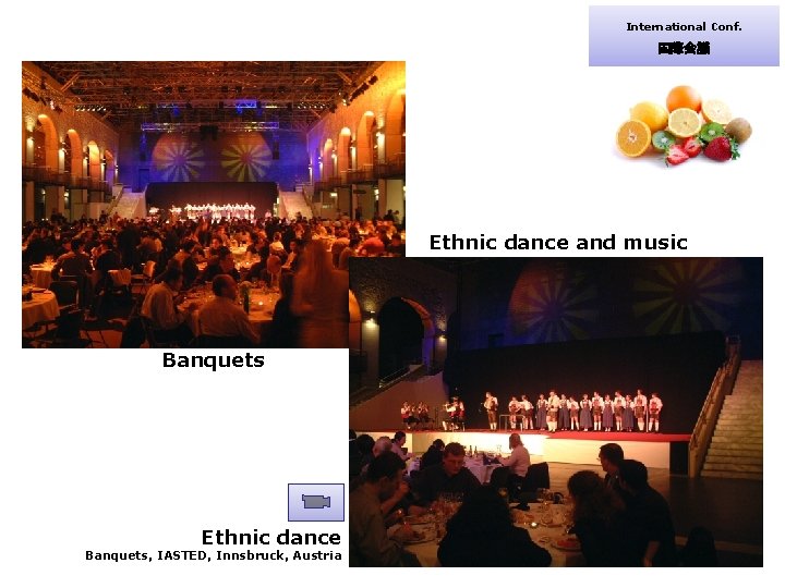 International Conf. 国際会議 Ethnic dance and music Banquets Ethnic dance Banquets, IASTED, Innsbruck, Austria