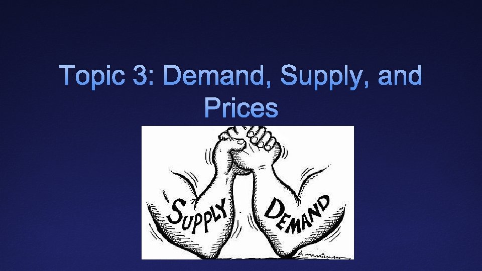 Topic 3: Demand, Supply, and Prices 