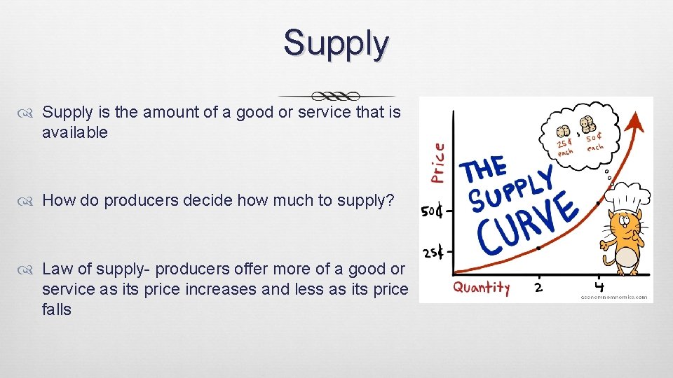 Supply is the amount of a good or service that is available How do