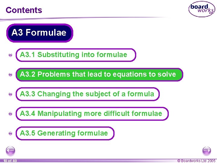 Contents A 3 Formulae A A 3. 1 Substituting into formulae A A 3.