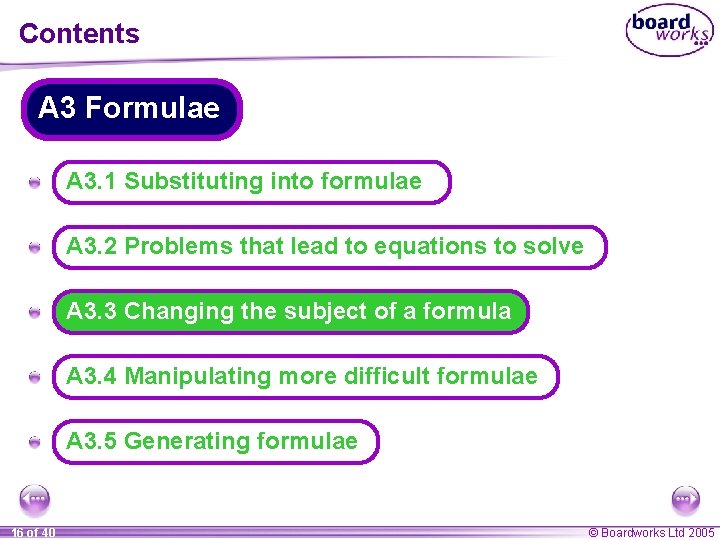 Contents A 3 Formulae A A 3. 1 Substituting into formulae A A 3.