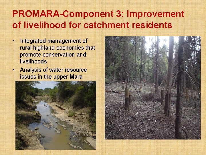 PROMARA-Component 3: Improvement of livelihood for catchment residents • Integrated management of rural highland