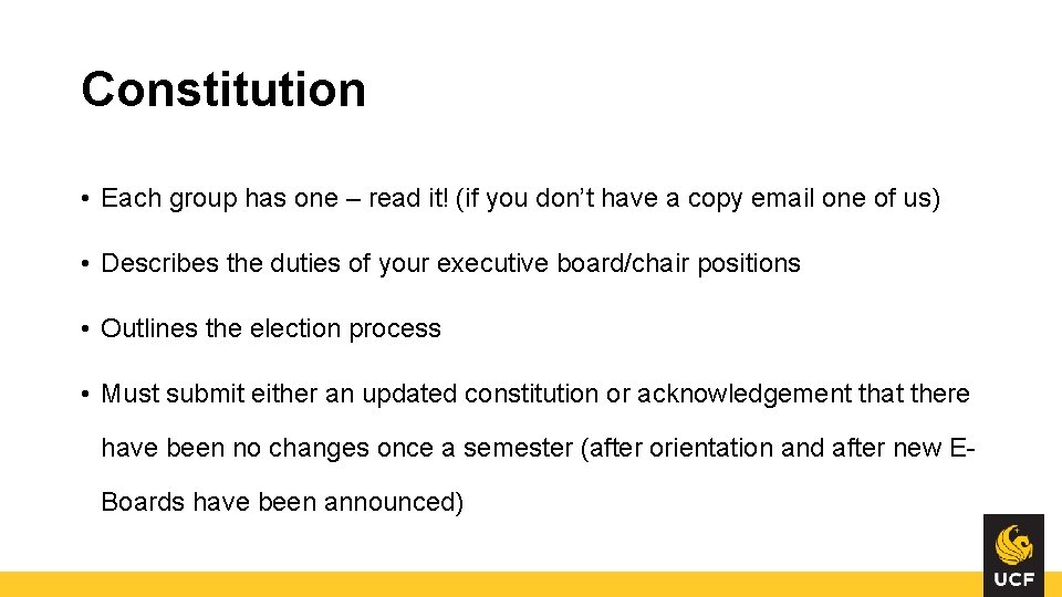 Constitution • Each group has one – read it! (if you don’t have a Constitution • Each group has one – read it! (if you don’t have a