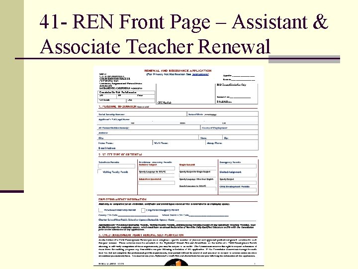 41 - REN Front Page – Assistant & Associate Teacher Renewal 