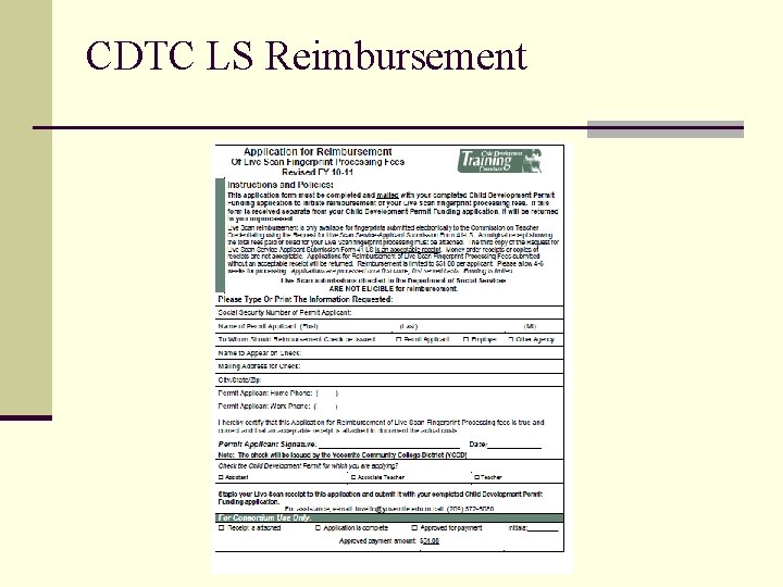 CDTC LS Reimbursement 