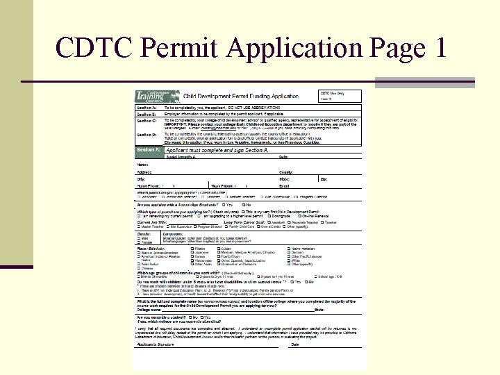 CDTC Permit Application Page 1 