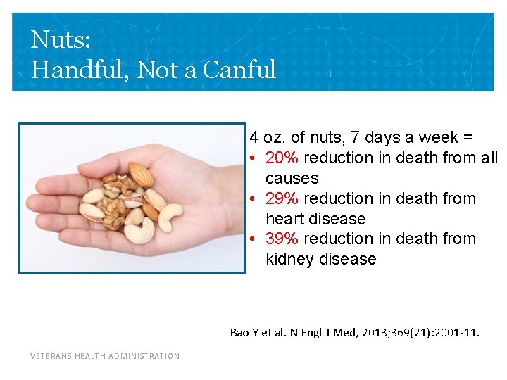 Nuts: Handful, Not a Canful 4 oz. of nuts, 7 days a week =