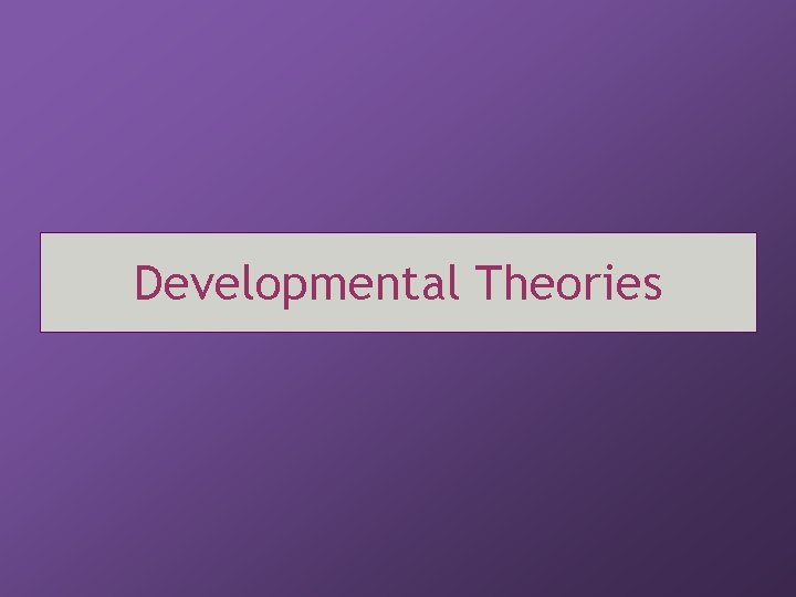 Developmental Theories 