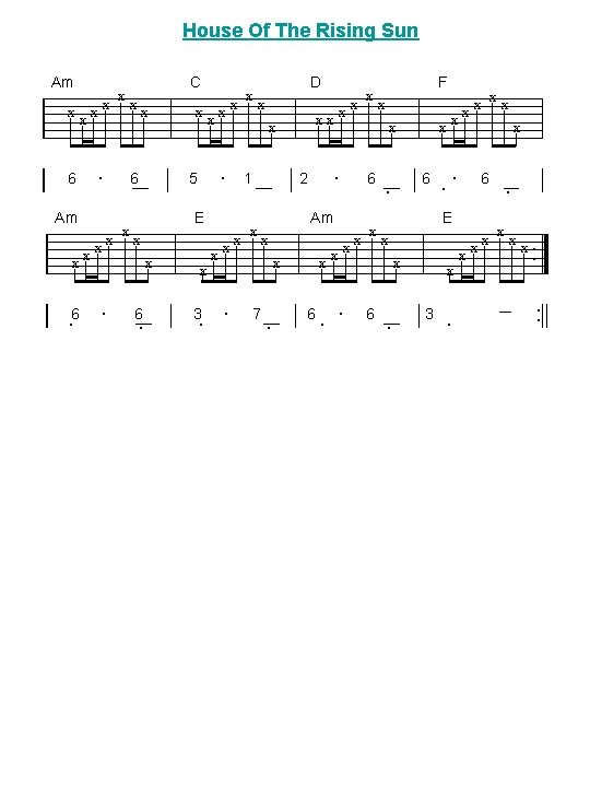 House Of The Rising Sun Am x x x 6 ‧ Am x x House Of The Rising Sun Am x x x 6 ‧ Am x x