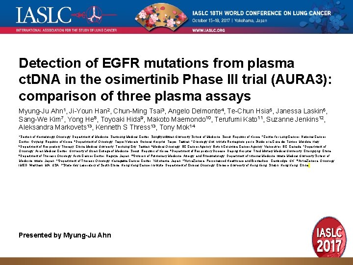 Detection of EGFR mutations from plasma ct. DNA in the osimertinib Phase III trial