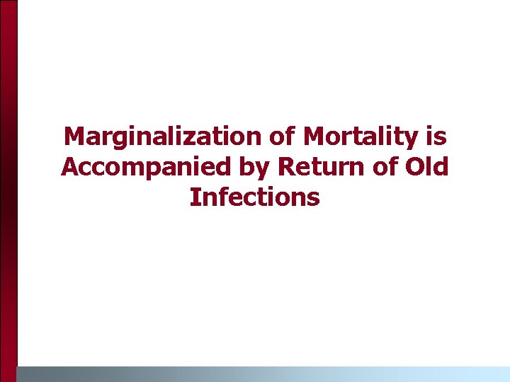 Marginalization of Mortality is Accompanied by Return of Old Infections 