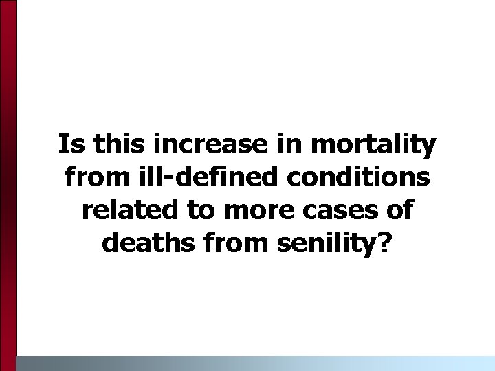 Is this increase in mortality from ill-defined conditions related to more cases of deaths