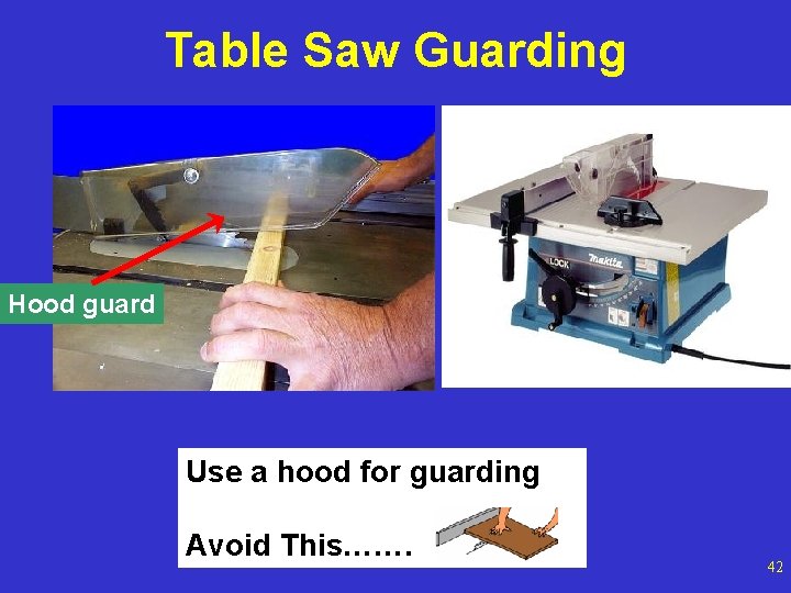 Table Saw Guarding Hood guard Use a hood for guarding Avoid. OSHA This……. Office