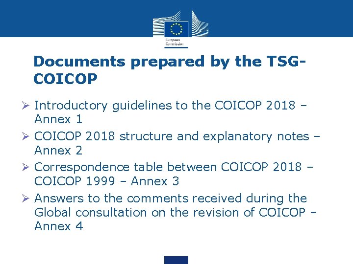Documents prepared by the TSGCOICOP Ø Introductory guidelines to the COICOP 2018 – Annex