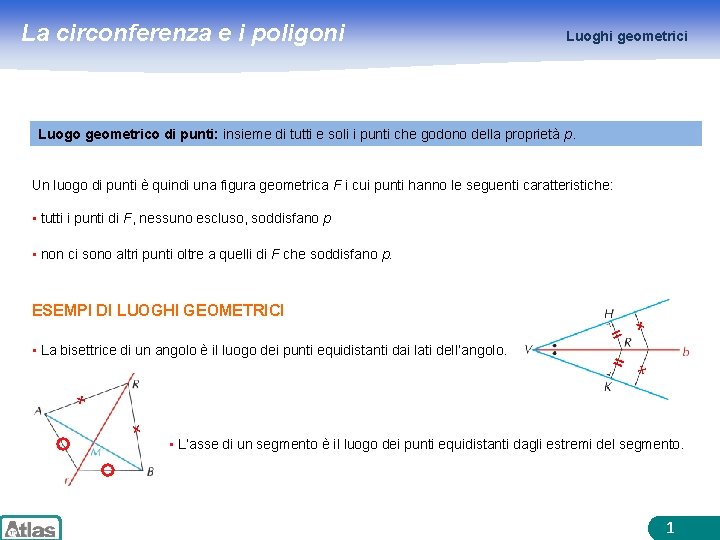 La circonferenza e i poligoni Luoghi geometrici Luogo geometrico di punti: insieme di tutti