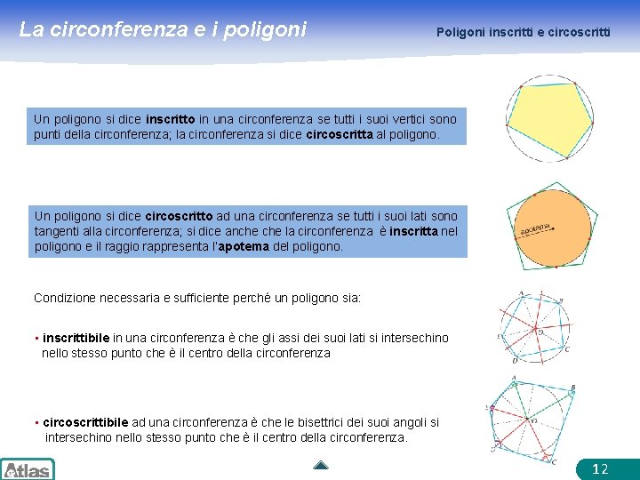 La circonferenza e i poligoni Poligoni inscritti e circoscritti Un poligono si dice inscritto