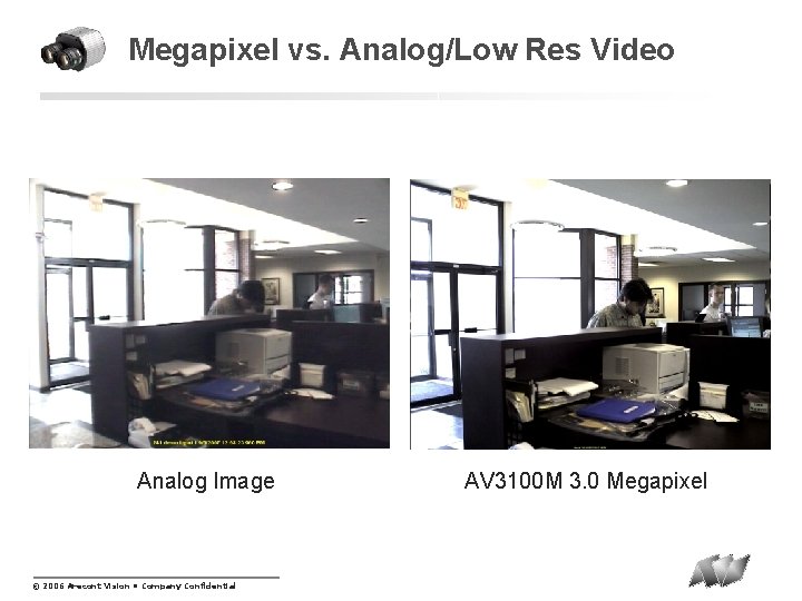 Megapixel vs. Analog/Low Res Video Analog Image © 2006 Arecont Vision • Company Confidential