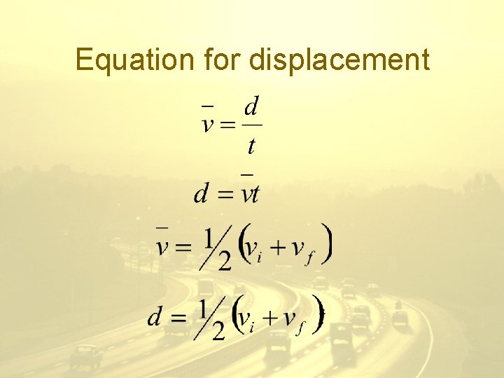 Equation for displacement 