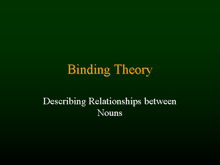 Binding Theory Describing Relationships between Nouns 