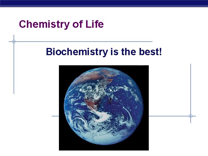 Chemistry of Life Biochemistry is the best! 