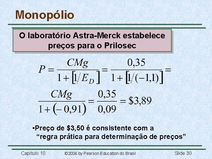 Monopólio O laboratório Astra-Merck estabelece preços para o Prilosec • Preço de $3, 50