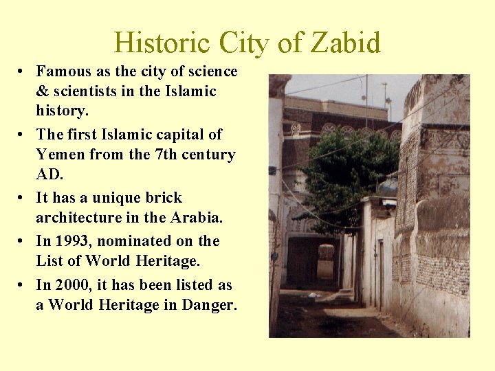 Historic City of Zabid • Famous as the city of science & scientists in
