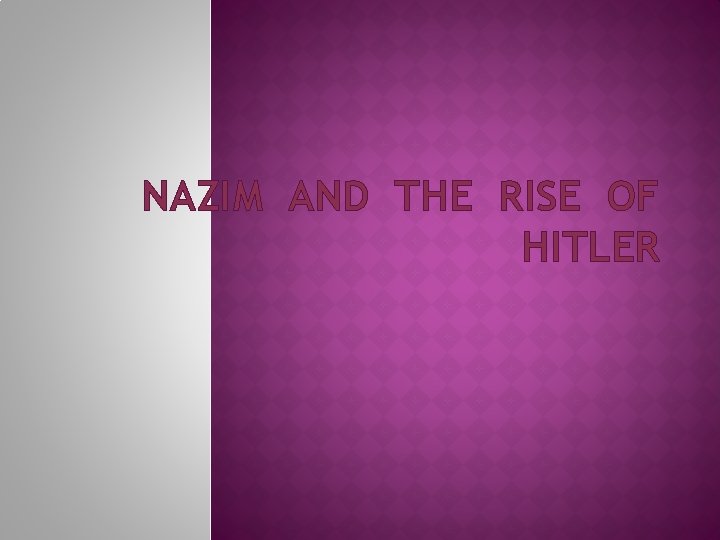 NAZIM AND THE RISE OF HITLER 