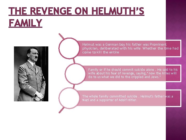 THE REVENGE ON HELMUTH’S FAMILY Helmut was a German boy his father was Prominent