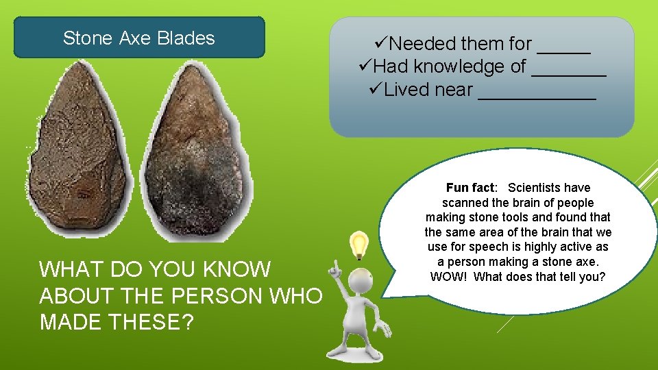 Stone Axe Blades WHAT DO YOU KNOW ABOUT THE PERSON WHO MADE THESE? üNeeded