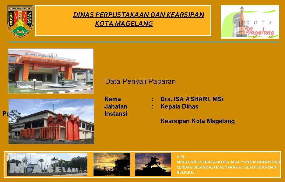 DINAS PERPUSTAKAAN DAN KEARSIPAN KOTA MAGELANG Data Penyaji Paparan Perpustakaan Dinas : Nama Jabatan