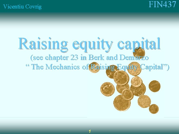FIN 437 Vicentiu Covrig Raising equity capital (see chapter 23 in Berk and Demarzo