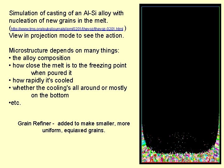 Simulation of casting of an Al-Si alloy with nucleation of new grains in the