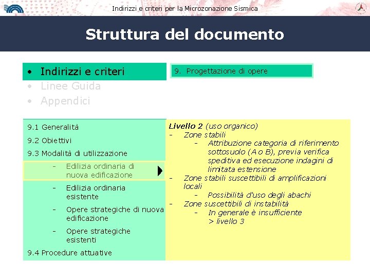 Indirizzi e criteri per la Microzonazione Sismica Struttura del documento • Indirizzi e criteri