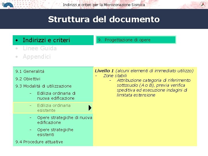 Indirizzi e criteri per la Microzonazione Sismica Struttura del documento • Indirizzi e criteri