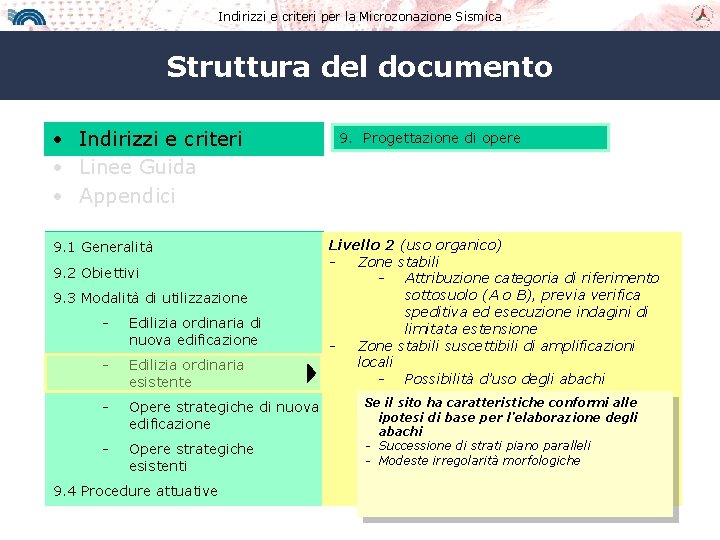 Indirizzi e criteri per la Microzonazione Sismica Struttura del documento • Indirizzi e criteri