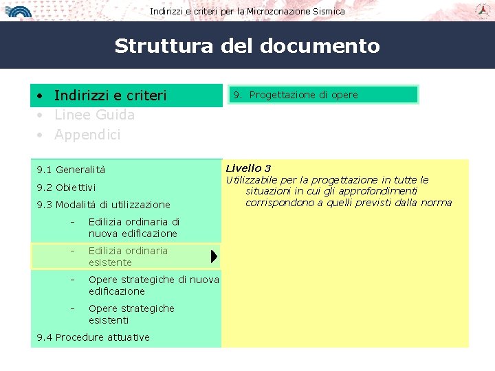 Indirizzi e criteri per la Microzonazione Sismica Struttura del documento • Indirizzi e criteri