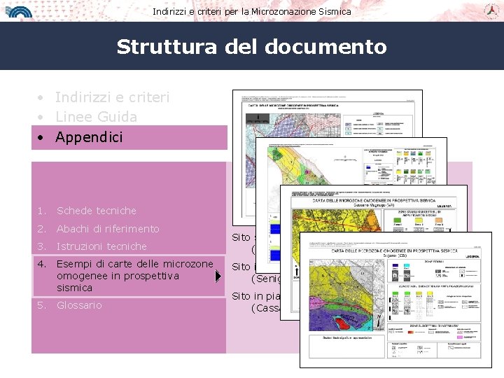 Indirizzi e criteri per la Microzonazione Sismica Struttura del documento • Indirizzi e criteri