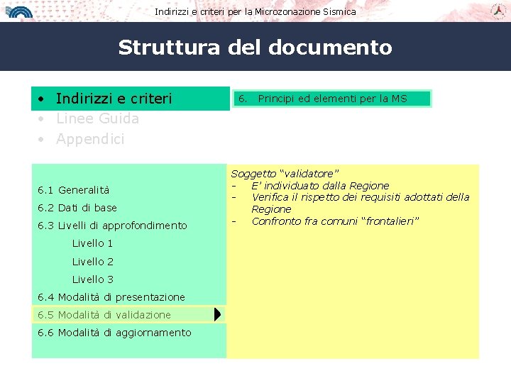 Indirizzi e criteri per la Microzonazione Sismica Struttura del documento • Indirizzi e criteri