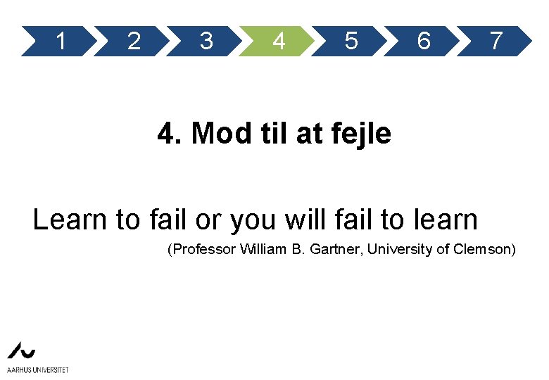 1 2 3 4 5 6 7 4. Mod til at fejle Learn to