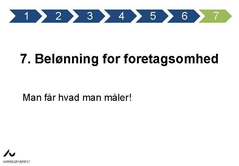 1 2 3 4 5 6 7 7. Belønning foretagsomhed Man får hvad man