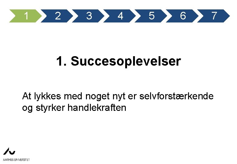 1 2 3 4 5 6 7 1. Succesoplevelser At lykkes med noget nyt